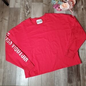 Victoria Sport Silver Metallic Logo Long Sleeve Fleece-Lined Shirt Size Large